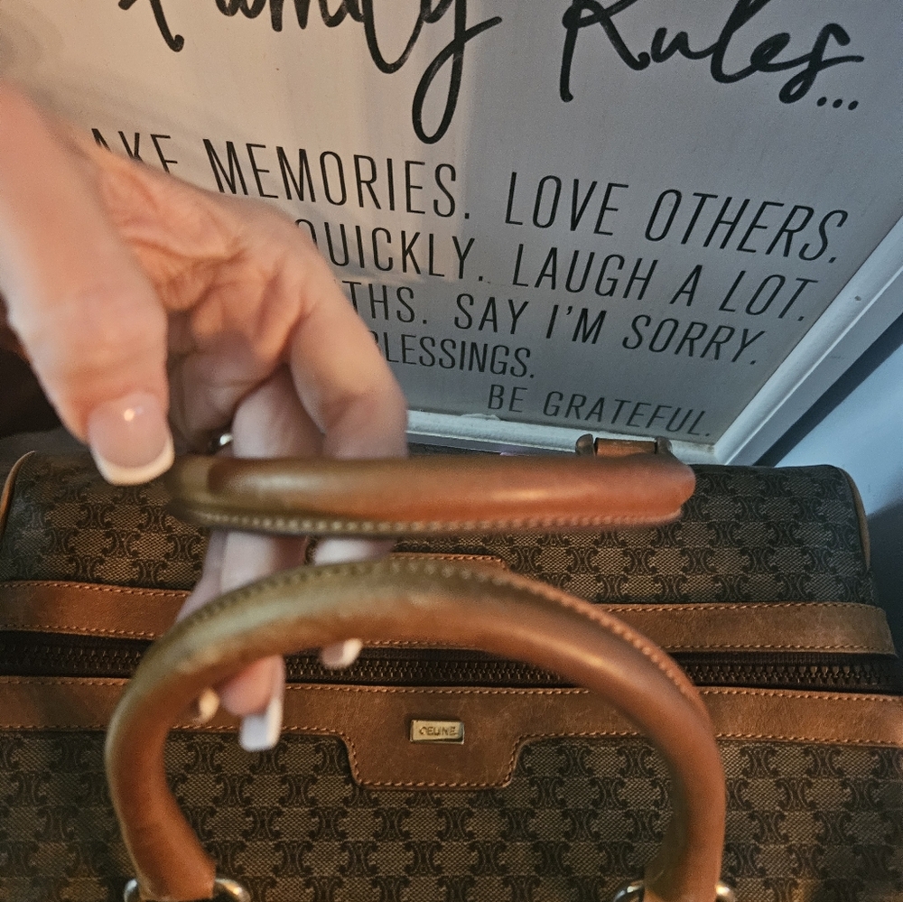 Celine Brown Monogram Canvas Top-Handle Satchel - Picture 4 of 16